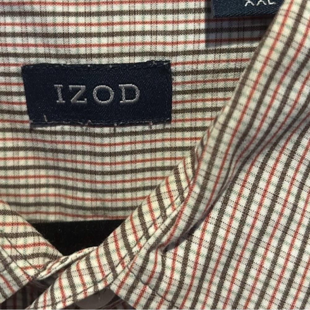 Izod long sleeve, button down Beige Striped Shirt. Size XXL - Picture 3 of 3